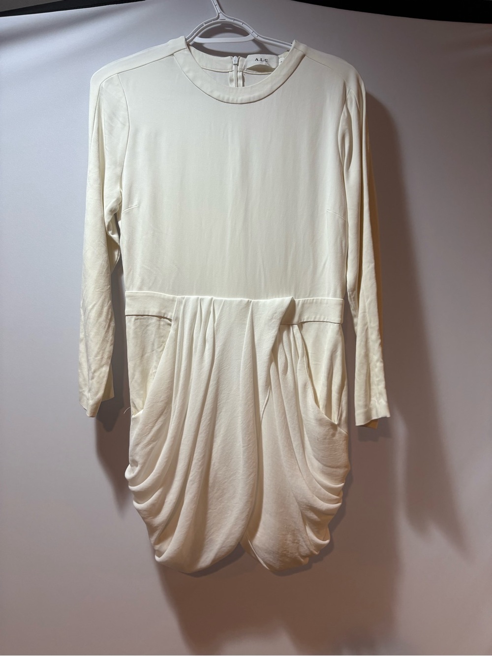 A.L.C. Cream Minimal Crewneck Blouse